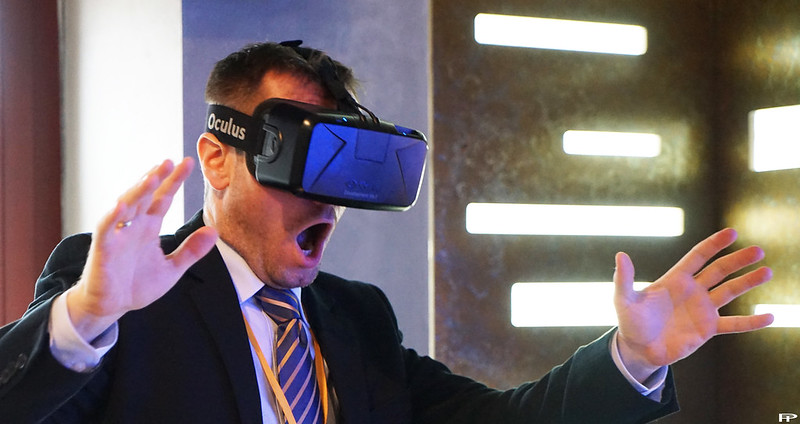 Man with virtual reality glasses