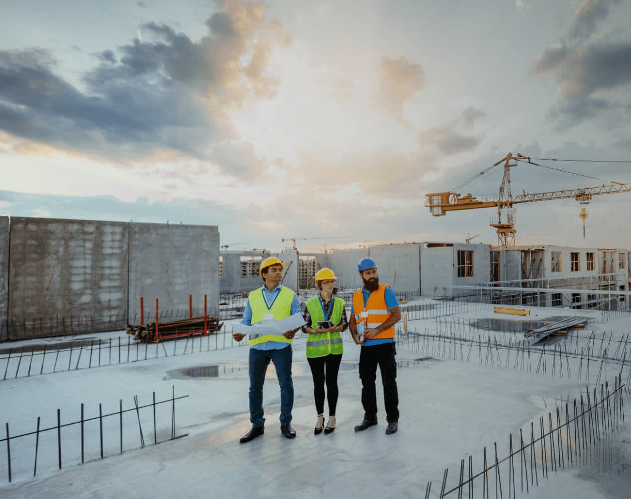 construction site planning workers